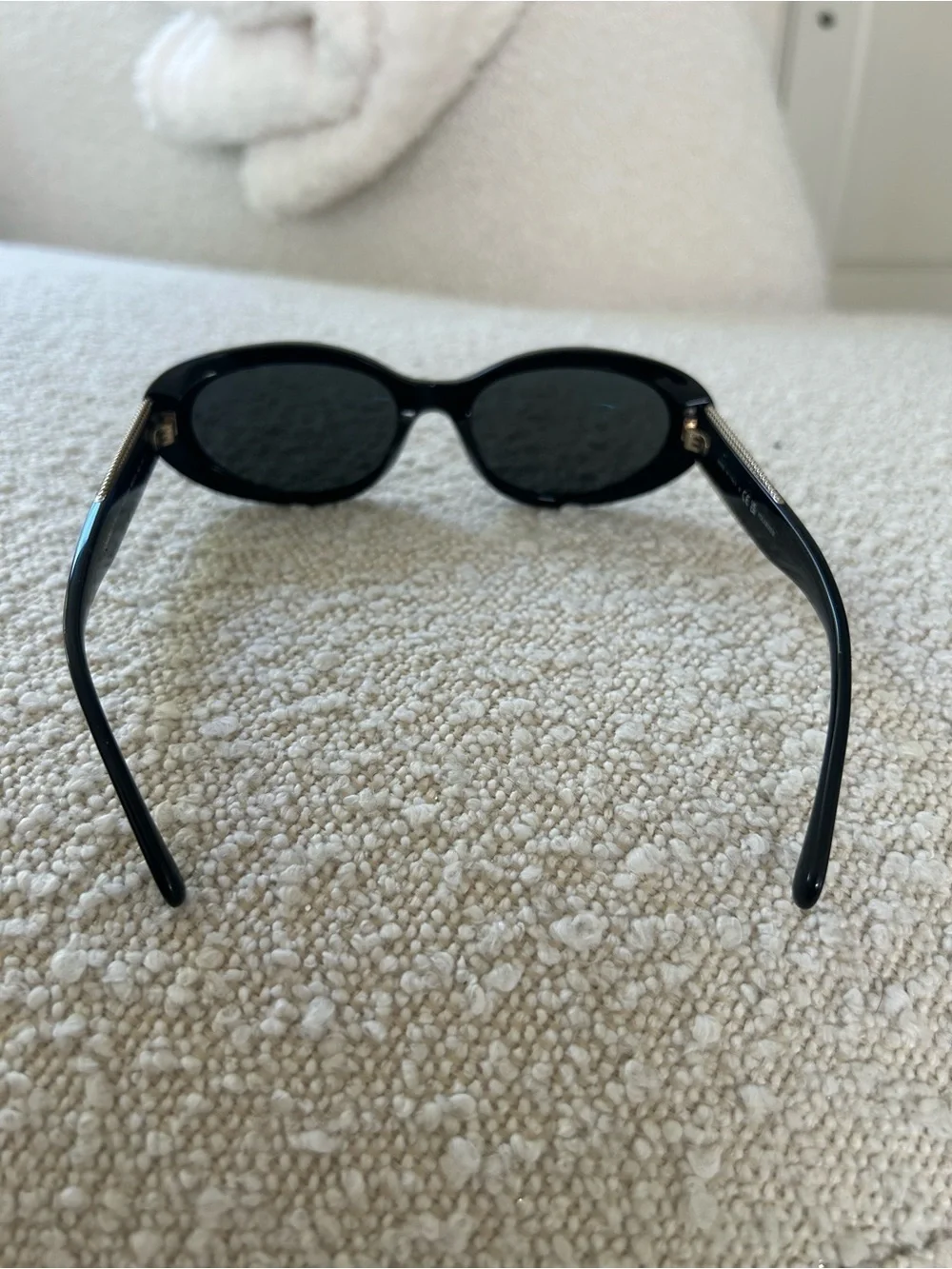 CHANEL Black Oval Logo Sunglasses